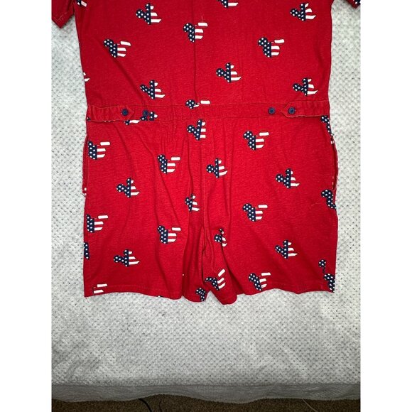 Disney Red Mickey Mouse Patriotic Print Button-Up Romper XL 100% Cotton - Picture 13 of 15